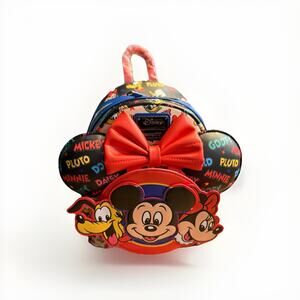 Loungefly Disney Mickey & Friends Classic All-Over Print Backpack & Headband